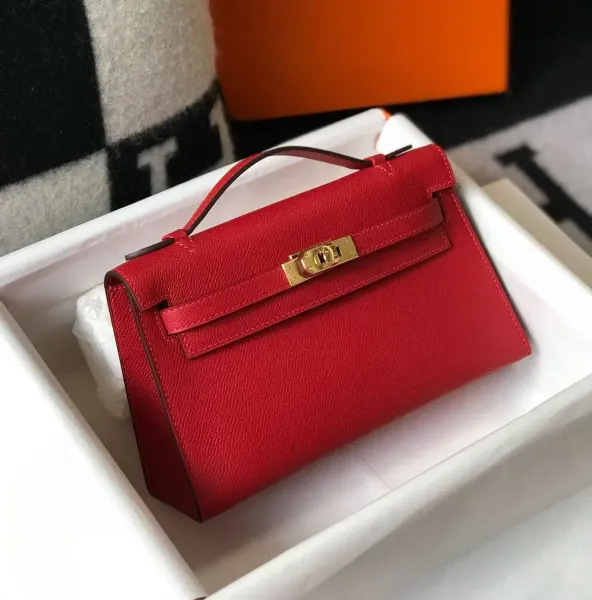 Hermès Mini Kelly II Epsom Red with Gold Hardware Handbag - 1