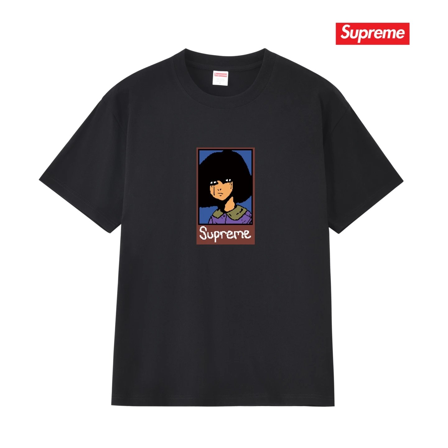 Supreme T-Shirt Black Anime Print