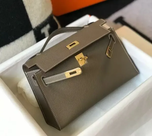 Hermès Mini Kelly II Epsom Gray with Gold Hardware Handbag - 1