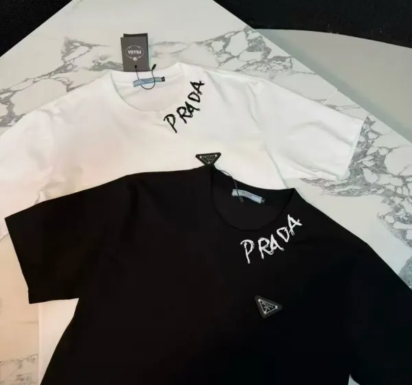 Prada Logo Graphic T-Shirt Black and White - 5