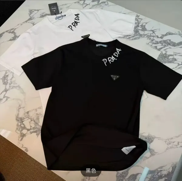 Prada Logo Graphic T-Shirt Black and White - 9