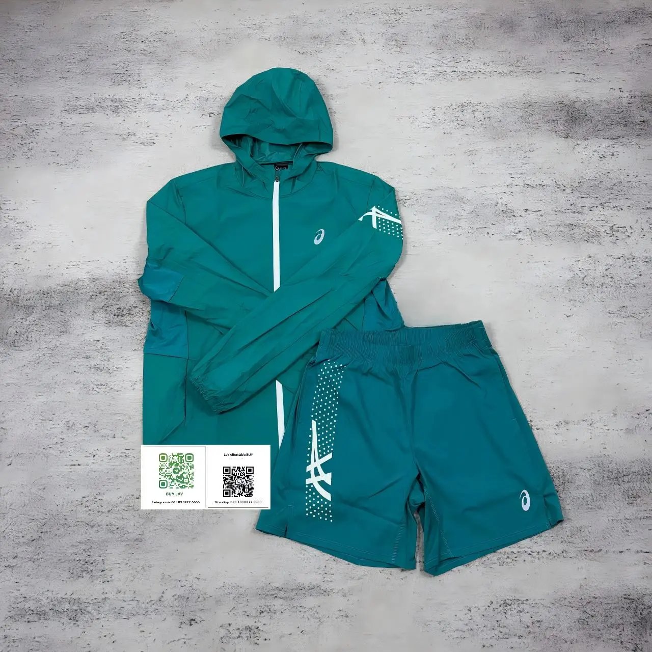 ASICS Jackets Hooded full-zip windbreaker jacket with contrast zipper and dotted sleeve graphic image 6
