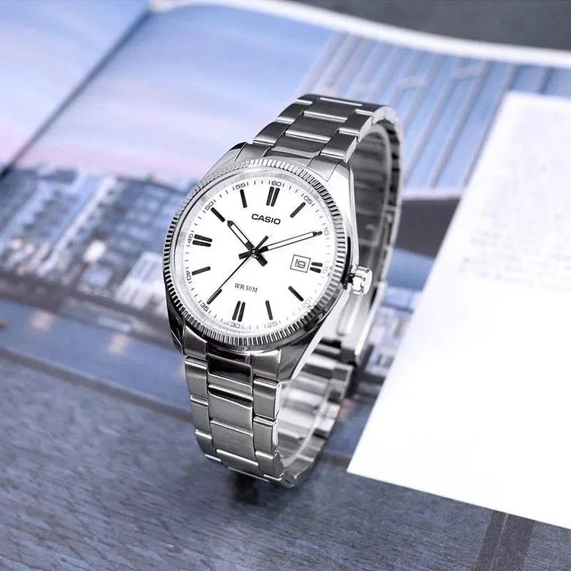 Casio Analog Watch Light Blue Dial Silver Stainless Steel Bracelet Quartz Watch Watches - 11
