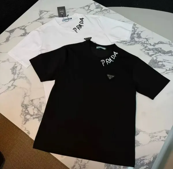 Prada Logo Graphic T-Shirt Black and White - 8