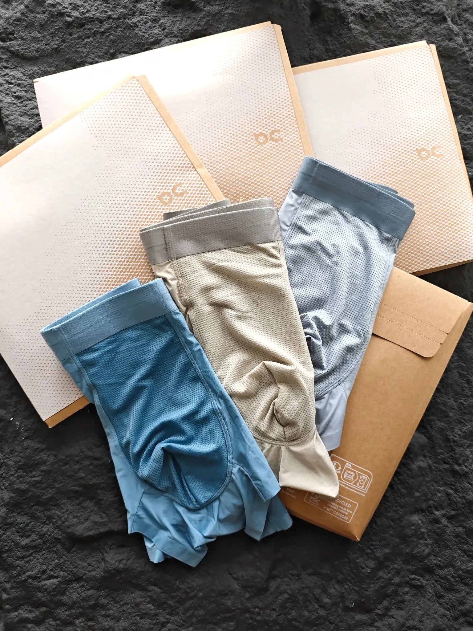 On Running Boxer Briefs in Blue, Beige, and Gray Underwear - 9