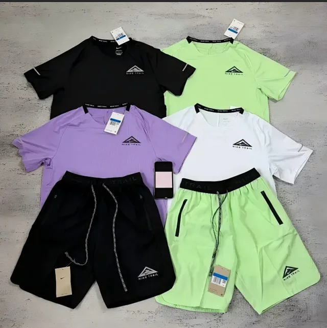 Nike Matching Sets Trail short-sleeve T-shirt and zip-pocket shorts set product detail image 4