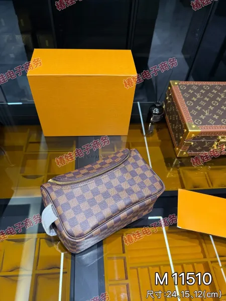 Louis Vuitton Damier Azur Toiletry Pouch Brown Beige Bag Clutches - 1