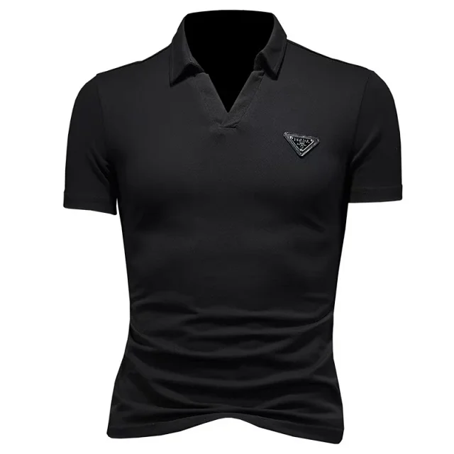 Prada Shirts Short-Sleeve Polo Shirt with Triangle Logo Plaque product detail image 10