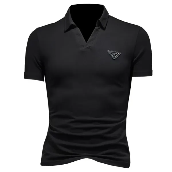 Prada Logo Patch Gray Polo Shirt - 10