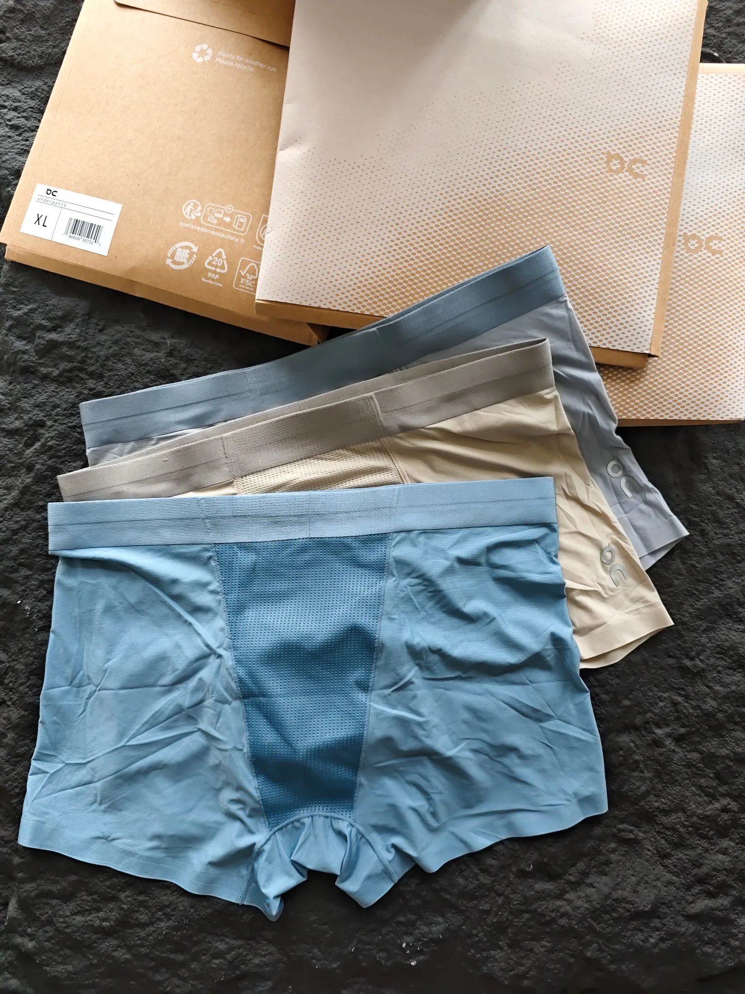 On Running Boxer Briefs in Blue, Beige, and Gray Underwear - 6