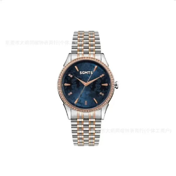 Design SGMTS Women's Blue Dial Two-Tone Stainless Steel Watch with Crystal Bezel Watches - 1
