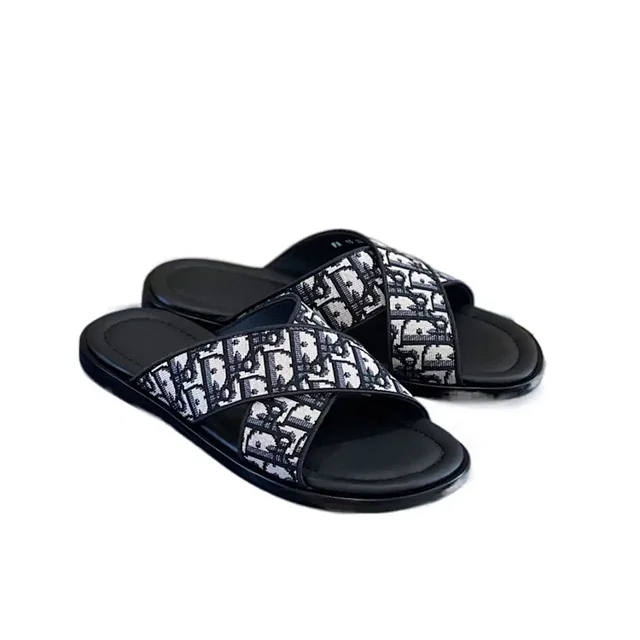 Dior Sandals Cross-strap slides with Oblique pattern product detail image 6