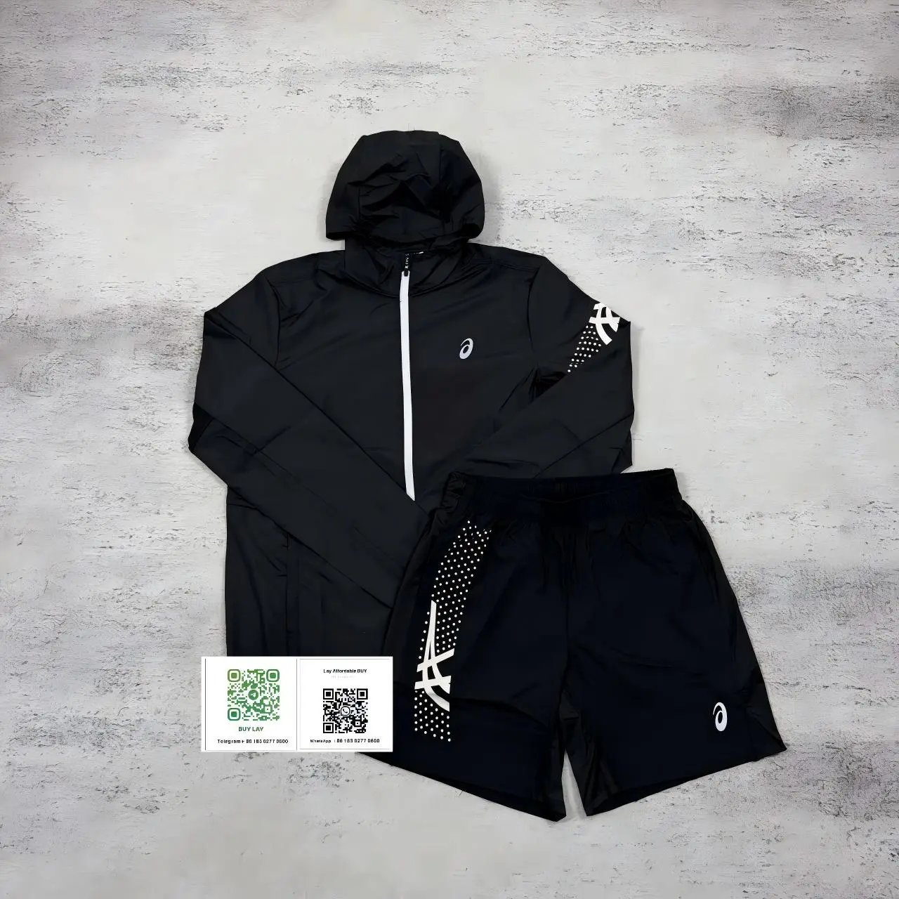 ASICS Jackets Hooded full-zip windbreaker jacket with contrast zipper and dotted sleeve graphic image 5