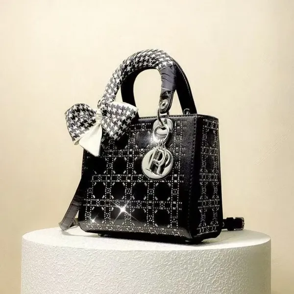 Dior Lady Dior Silver Perforated Leather Handbag - 15