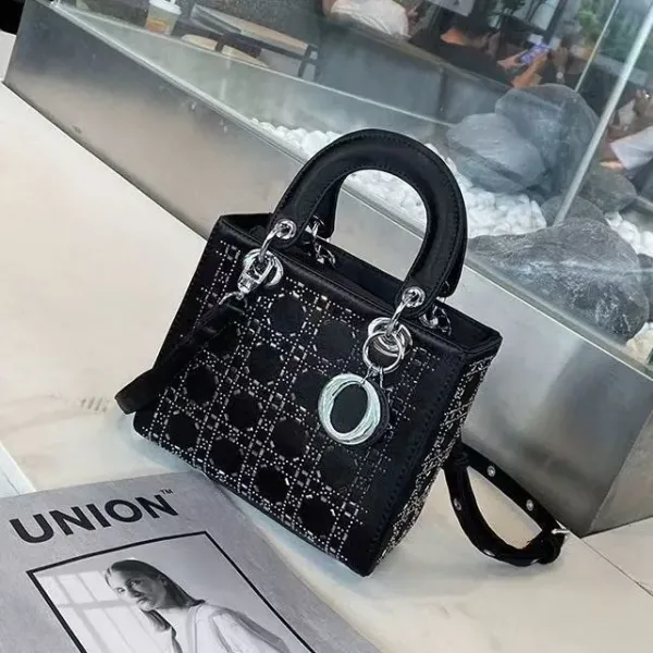 Dior Lady Dior Silver Perforated Leather Handbag - 9