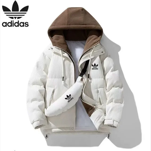 Adidas Originals Puffer Hooded Jacket Black / White Down Jacket - 12