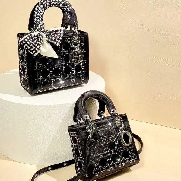 Dior Lady Dior Silver Perforated Leather Handbag - 14