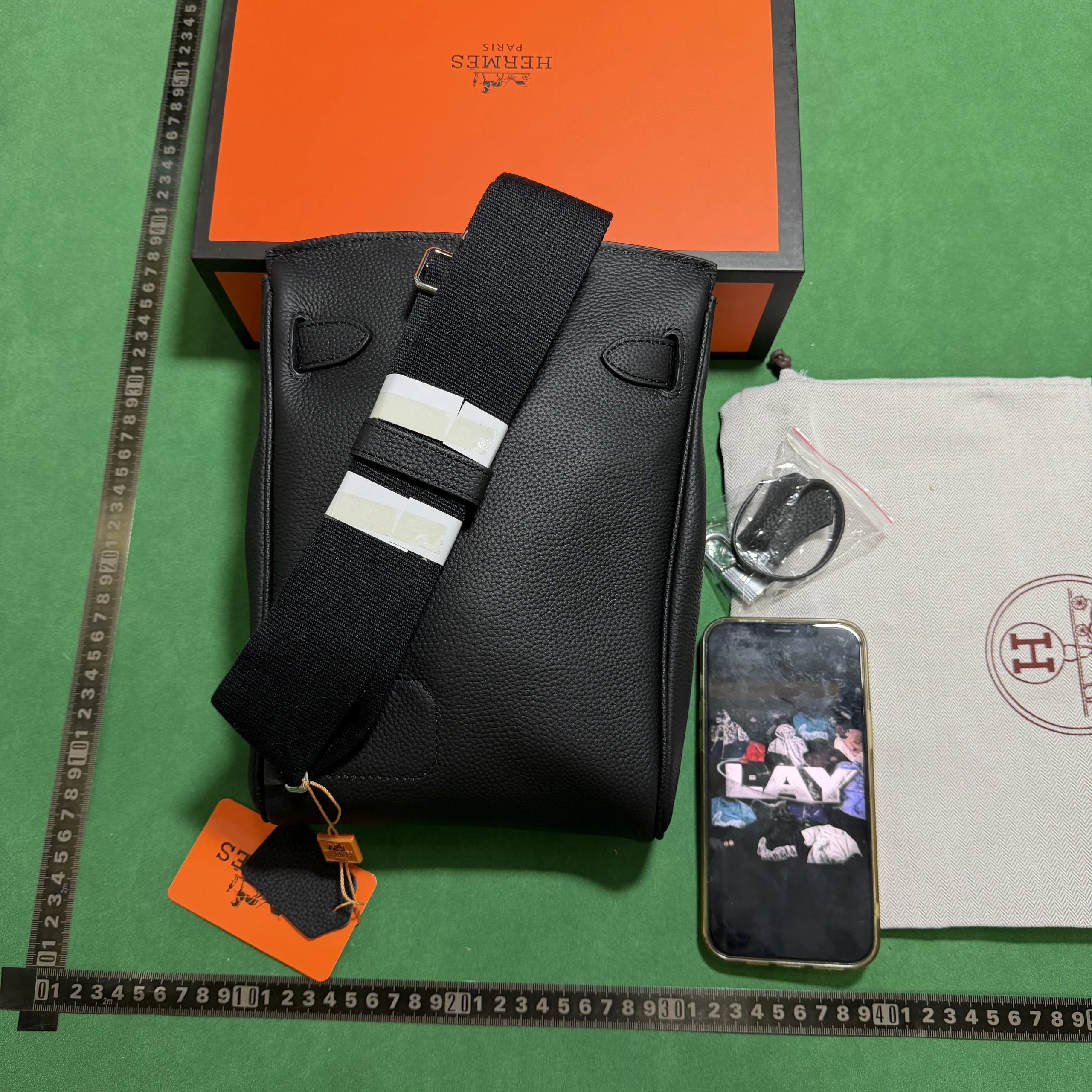 Hermès Crossbody Bags Kelly-style buckle closure, pebbled leather, wide strap image 8