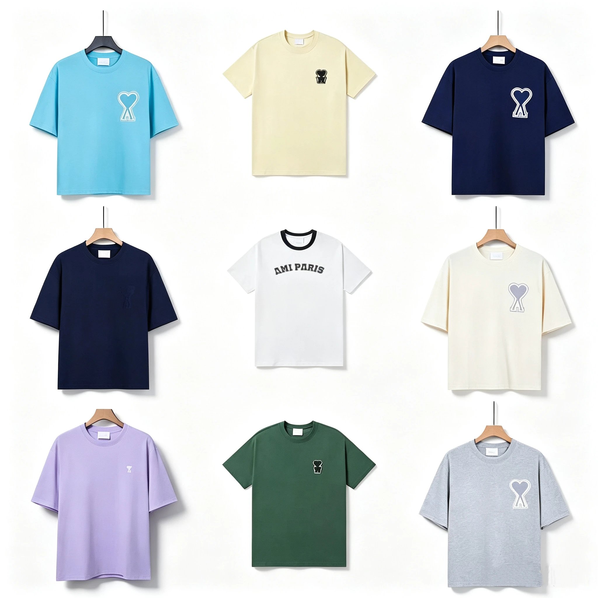 AMI Paris T-Shirts MQ605 Embroidered de Cœur Logo Crewneck T-Shirt product image