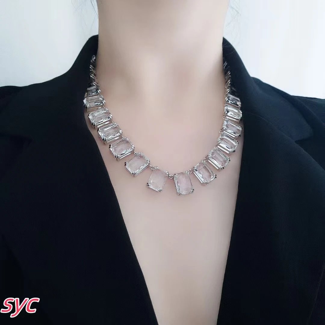 Design Garnet Crystal Halo Necklace Silver Jewelry - 7