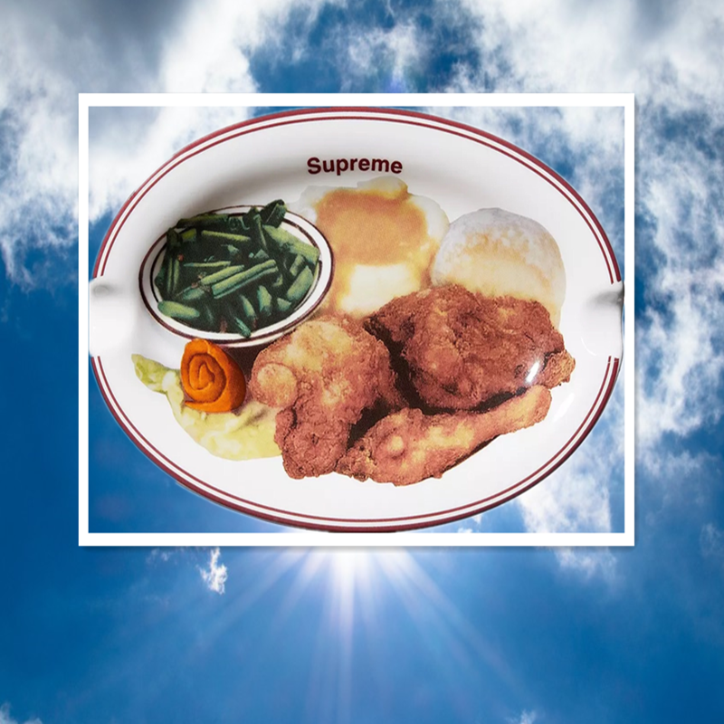 Trendy Supreme Chicken Plate 18SS Chicken Dinner Plate Co branded Ceramic Ashtray Fried Chicken Plate