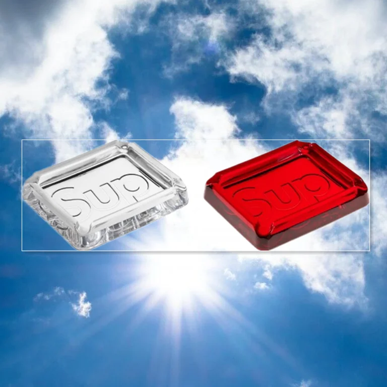 20SS Supreme Debossed Glass Ashtray Two Tone Crystal Ashtray Trend