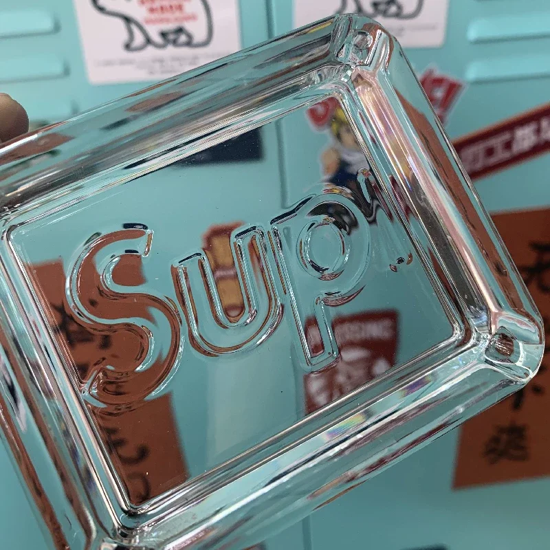 20SS Supreme Debossed Glass Ashtray Two Tone Crystal Ashtray Trend