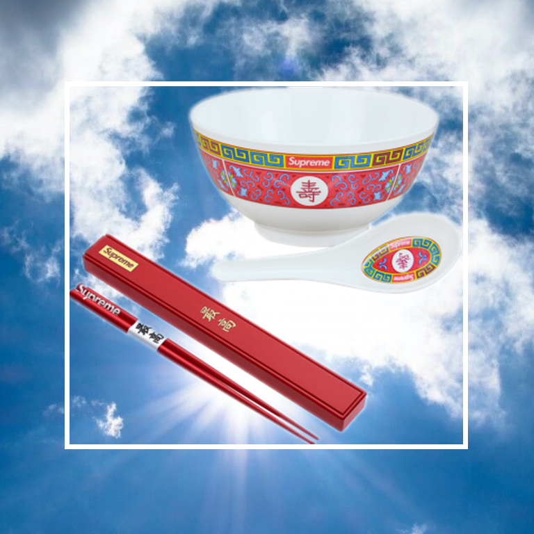 Trendy Supreme Longevity Bowl 17FW Chopsticks housewarming Birthday Gift Household Tableware King Source Same Style