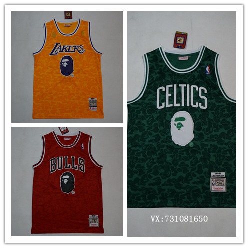 New joint edition BAPE Ape Head 93 Lakers retro jersey Bulls basketball jersey Celtics vest basketball jersey