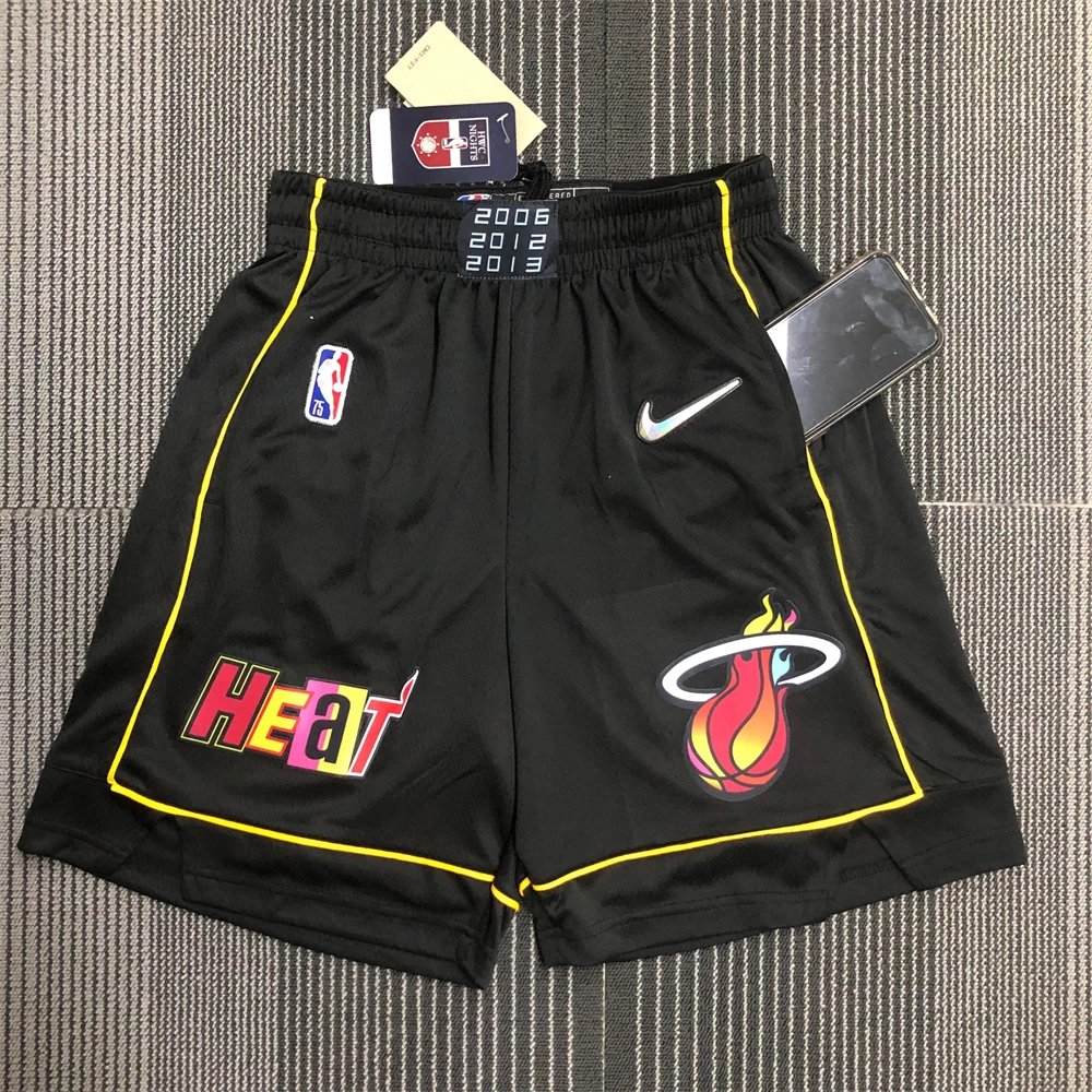 Miami Heat 2022 City Edition Black Basketball Shorts - Quick-Dry 5-Inch Heat-Pressed