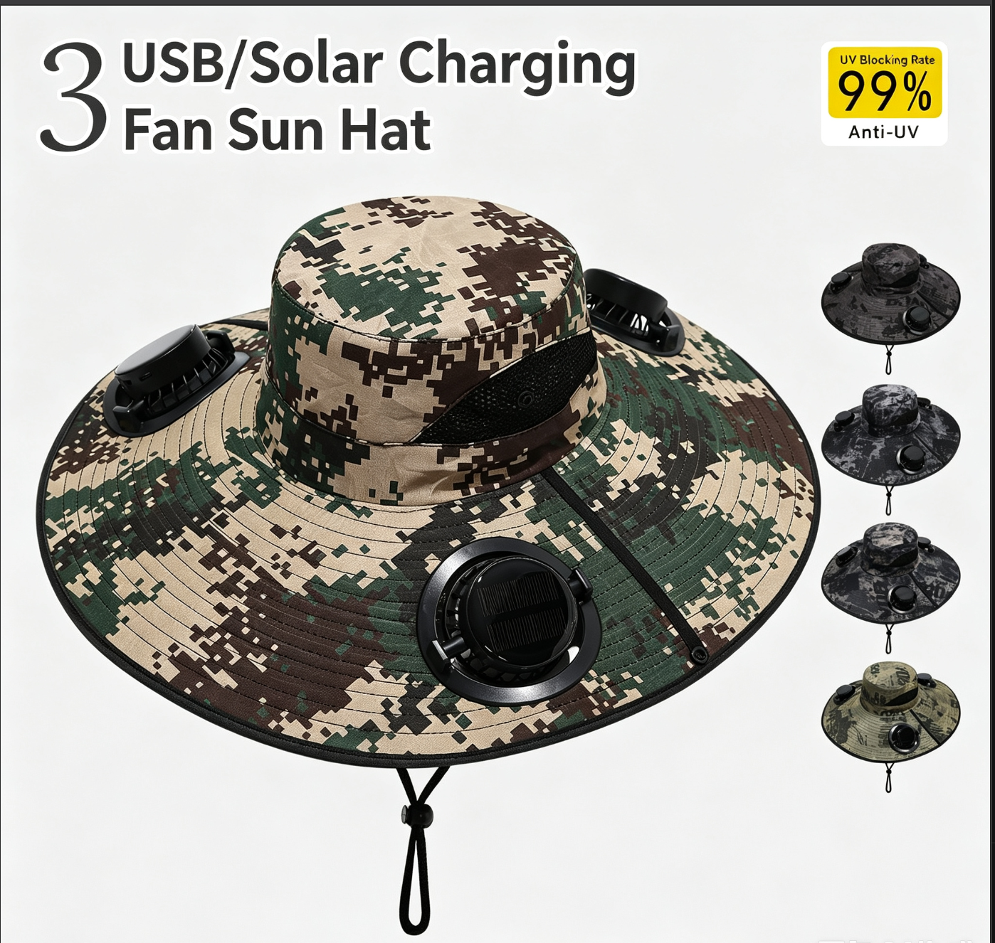 Unbranded Hats Solar-Powered Fan Sun Hat — 18