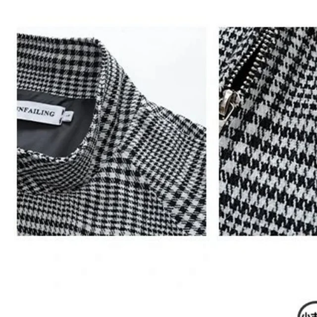 Unbranded Jackets Houndstooth zip-front jacket with flap chest pockets product detail image 5