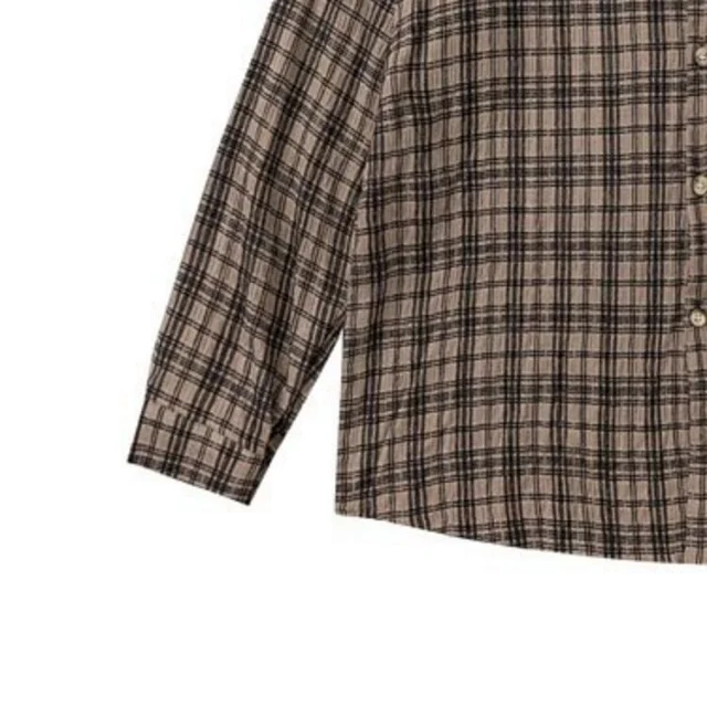 RFAUSNITY Shirts Plaid Long-Sleeve Button-Up Shirt with Chest Pocket product detail image 6