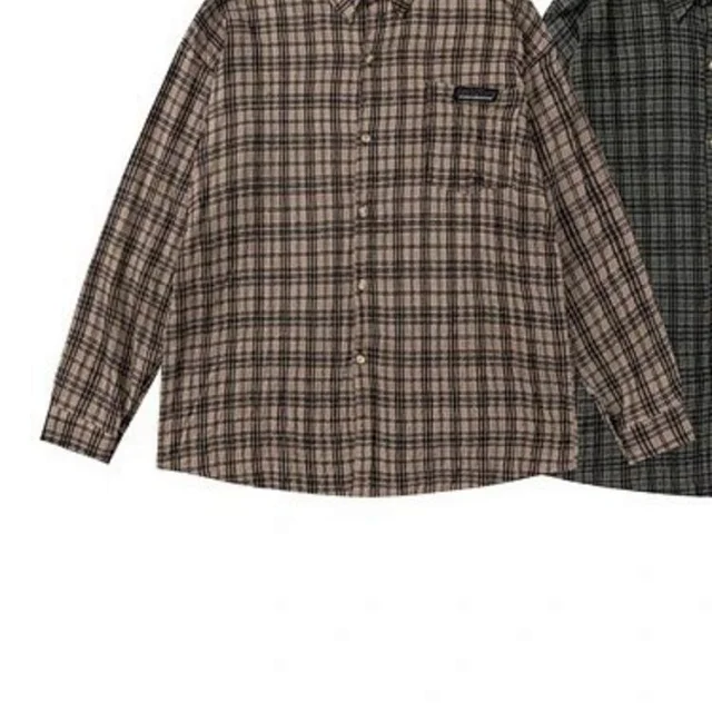 RFAUSNITY Shirts Plaid Long-Sleeve Button-Up Shirt with Chest Pocket product detail image 4