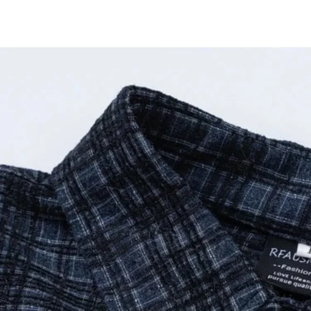 RFAUSNITY Shirts Plaid Long-Sleeve Button-Up Shirt with Chest Pocket product detail image 22