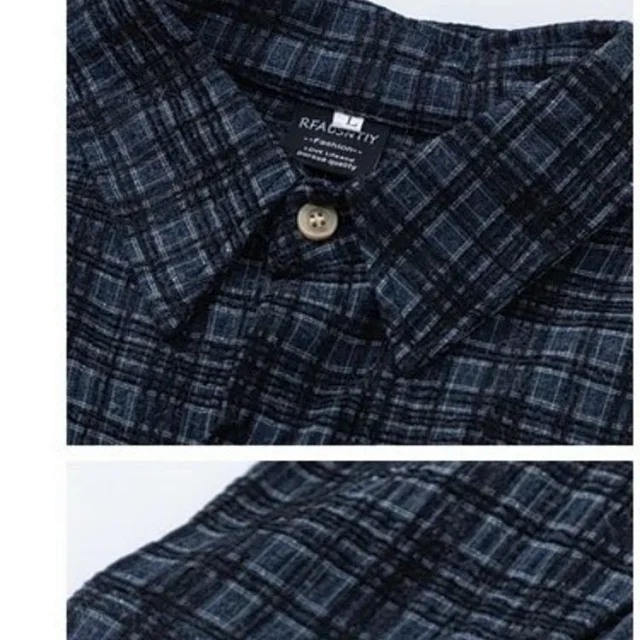 RFAUSNITY Shirts Plaid Long-Sleeve Button-Up Shirt with Chest Pocket product detail image 18