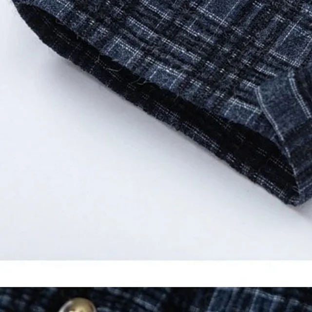 RFAUSNITY Shirts Plaid Long-Sleeve Button-Up Shirt with Chest Pocket product detail image 26