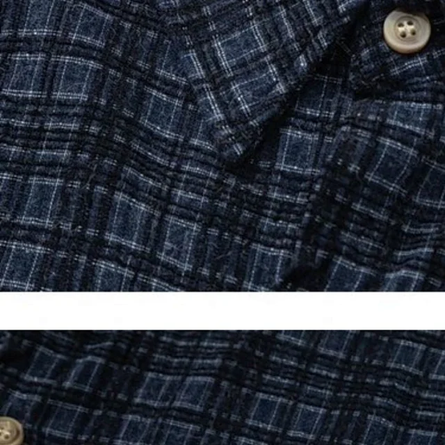 RFAUSNITY Shirts Plaid Long-Sleeve Button-Up Shirt with Chest Pocket product detail image 23