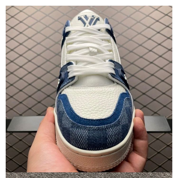 Louis Vuitton Denim Checkerboard Low Top Skate Sneakers