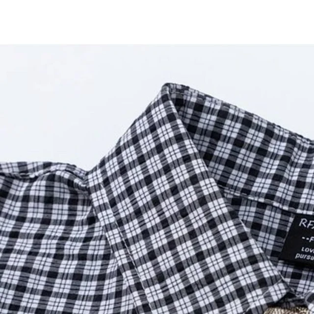 Unbranded Shirts Long-Sleeve Checkered Button-Up Shirt with Decorative Tie product detail image 18