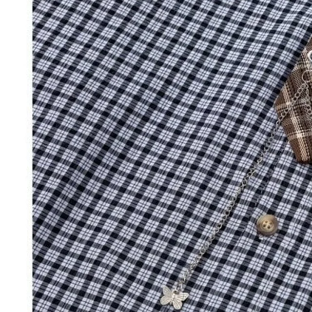 Unbranded Shirts Long-Sleeve Checkered Button-Up Shirt with Decorative Tie product detail image 2