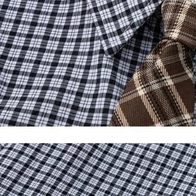 Unbranded Shirts Long-Sleeve Checkered Button-Up Shirt with Decorative Tie product detail image 19