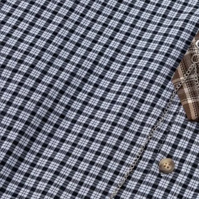 Unbranded Shirts Long-Sleeve Checkered Button-Up Shirt with Decorative Tie product detail image 20