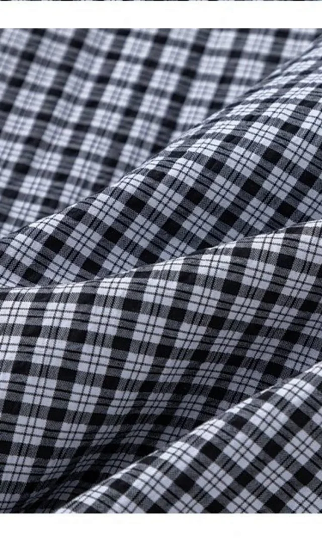 Unbranded Shirts Long-Sleeve Checkered Button-Up Shirt with Decorative Tie product detail image 26