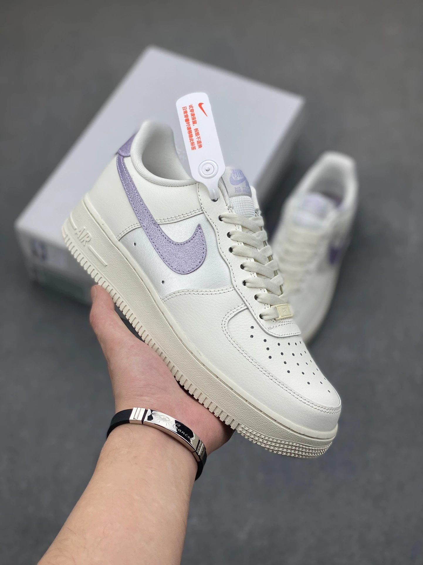 Nike Air Force 1 07 空军一号低帮休闲板鞋 米白紫 原装级别 原楦头原纸板 打造纯正空军版型 专注外贸渠道 全掌内置蜂窝气垫 原盒配件 原厂中底钢印、拉帮完美