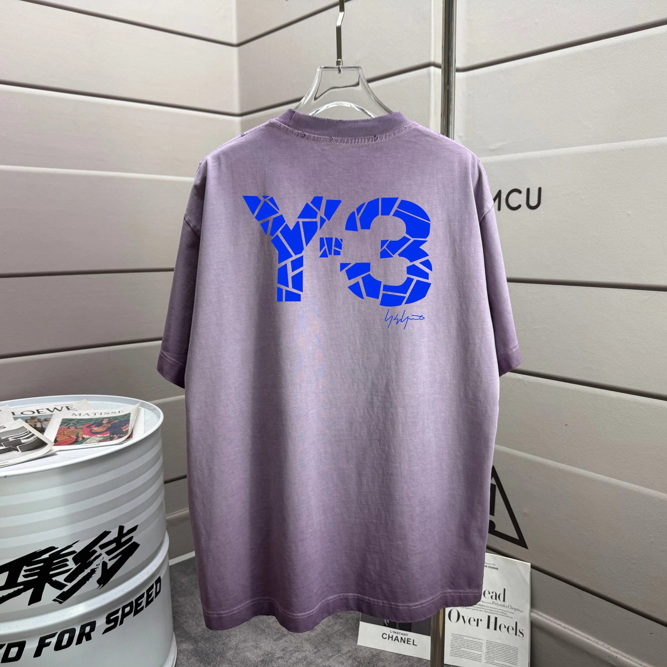 Y3*山本*耀司2026春夏新款 洗水磨破320克圆领短袖tee 男女同款宽松版-6