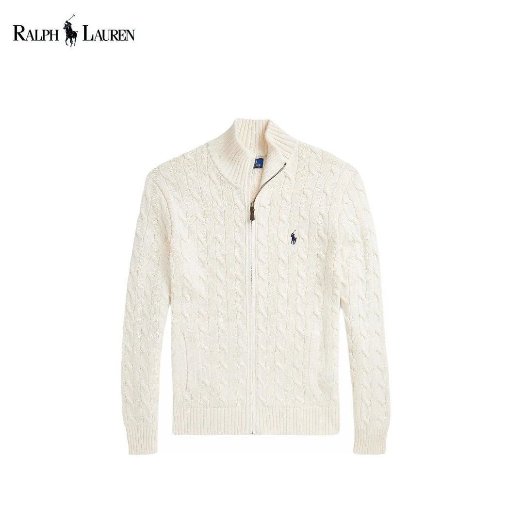 本地自取： Raph lauren/拉夫劳伦25ss经典绞花全拉链毛衣 男女同款 胸口高密度logo百灵达万针刺绣，吊牌辅料原版定制