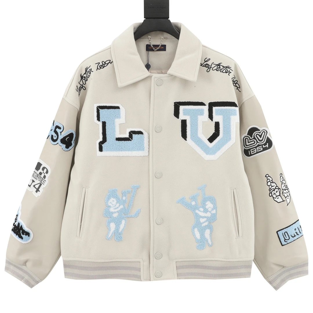 Louis Vutton 背后兔子毛巾绣拼接棒球服夹克外套