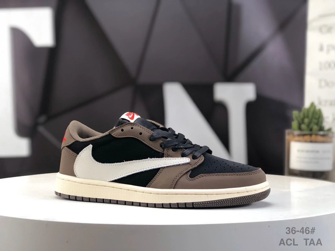 福利特价头层带半码Air Jordan 1 Retro Low OG"Cactus Jack"AJ1乔丹一代经典低帮文化百搭休闲运动篮球鞋-2