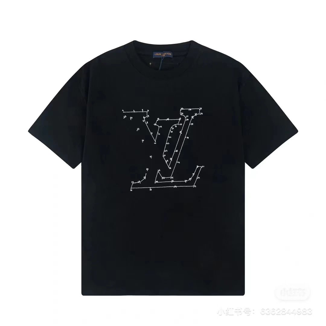 [高品质]LOUIS VITTON 路易星宿数字连线印花短袖 面料：规格采用实打实240g 100%纯棉 针织内的兰博基尼，定织定染属于高敏感特殊色 我们对面料